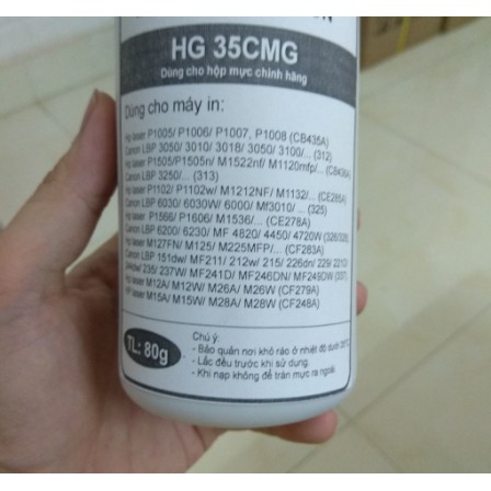 Mực nạp chuyên dùng cho hộp mực chính hãng các dòng máy in canon 6030, 6230. HP P1005, M15a, P1102