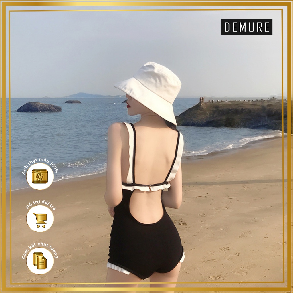 Bikini một mảnh thiết kế phối viền sang chảnh - Đồ bơi nữ phong cách Hàn Quốc DEMURE