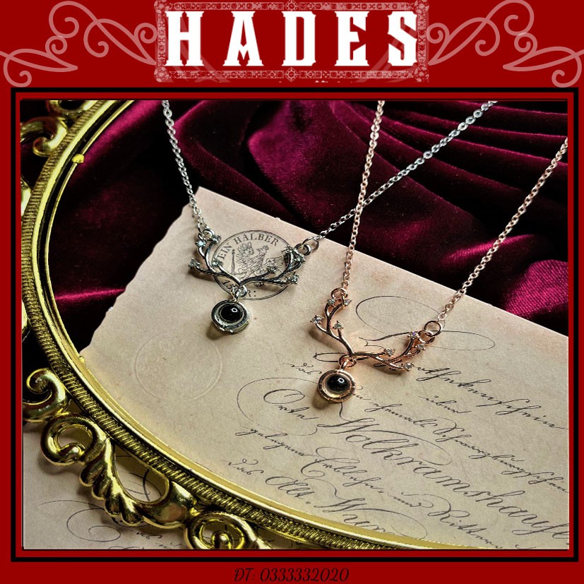 Phụ kiện đôi mặt sừng hươu in chữ I love you 100 ngôn ngữ - Dây truyền đôi quà tặng bạn gái valentine Hades.js