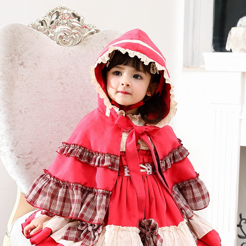 Áo choàng cô bé quàng khăn đỏ phong cách lolita mới cho bé gái 2021