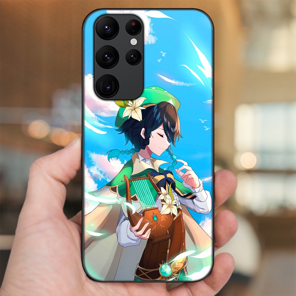 Ốp lưng Samsung S20 Ultra viền đen in hình Venti Genshin Impact