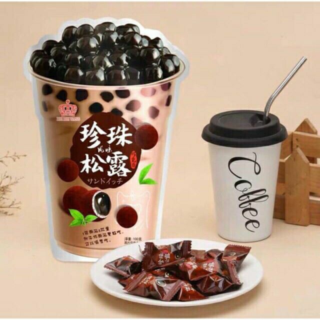 Một gói kẹo trà sữa trân châu vị trà đào Đài Loan gói 120g