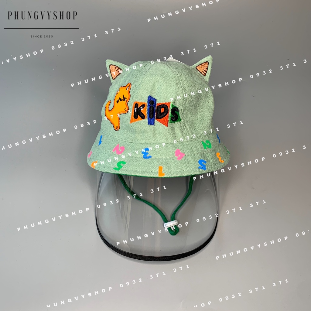 (Bé dưới 18 tháng/ Vòng đầu 48cm) Mũ CHỐNG GIỌT BẮN cho bé trai bé gái - NHUNG MÈO KID SỐ MÀU-Nón cản bụi
