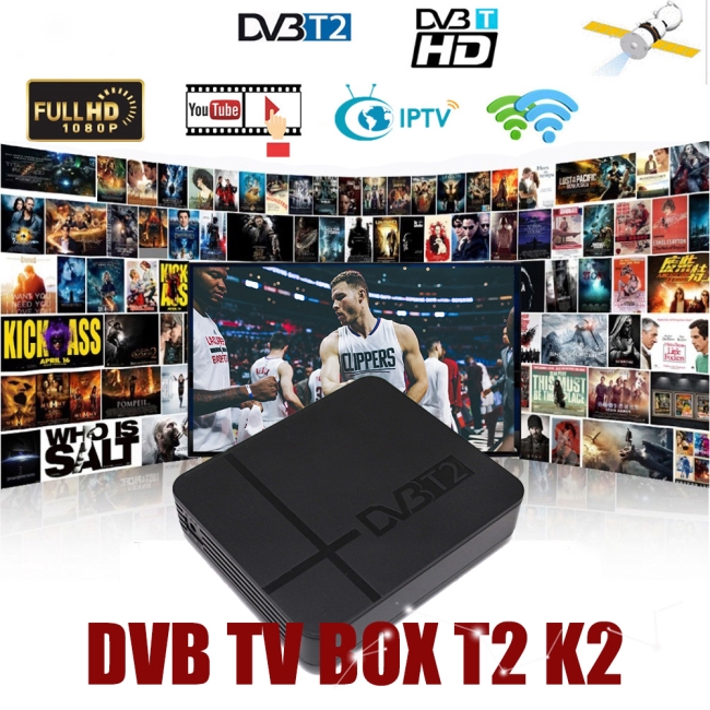 Bộ TV Box DVB-T2 K2 FTA H.264 MPEG-2/4 PVR HD 1080P hỗ trợ xem Youtube