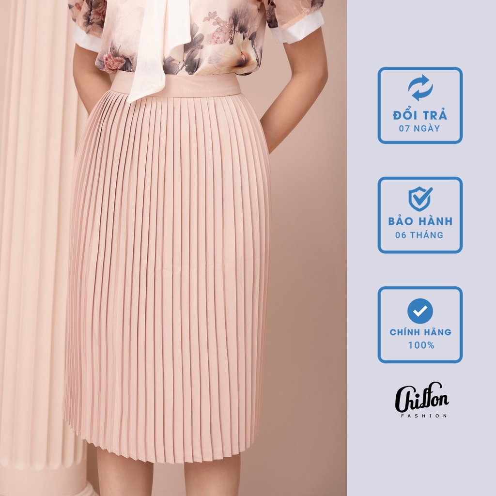 Chân váy dập ly xếp ly công sở dáng dài cao cấp Chiffon - HÀNG MỚI VỀ