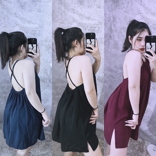 Đầm cổ yếm đan dây lưng sexy - múp bigsize 60-100kg