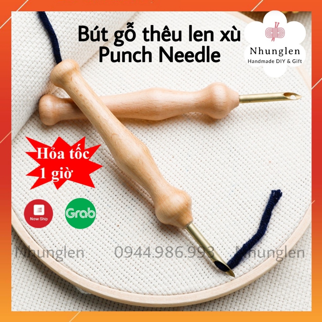 Bút Gỗ Thêu Len Xù, Punch Needle Tools