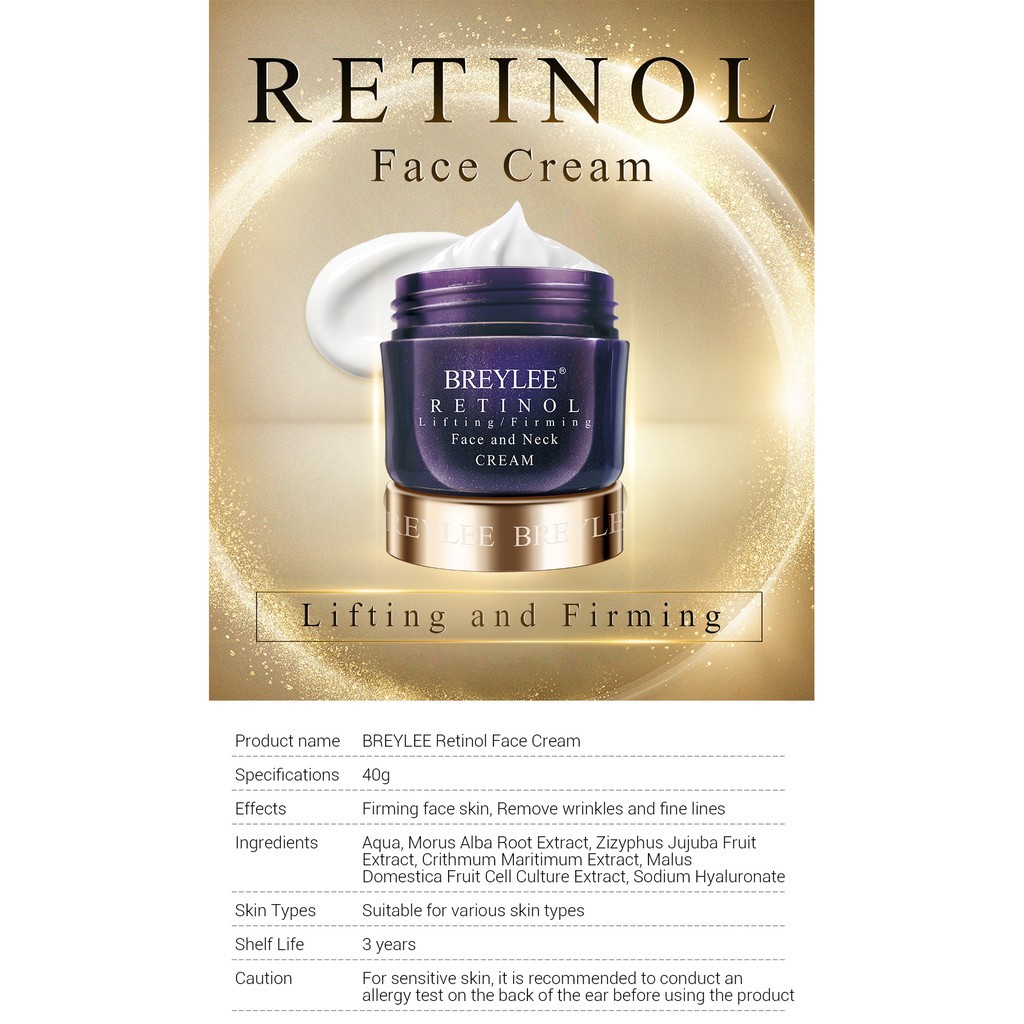 BREYLEE Retinol Face Cream Anti-wrinkle Removing Lines Skin Care 40g