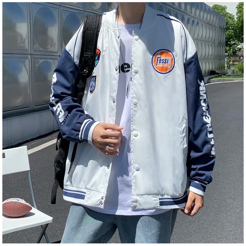 Áo khoác bóng chày dáng rộng phong cách hip hop đường phố thời trang mùa thu cho nam M-5XL