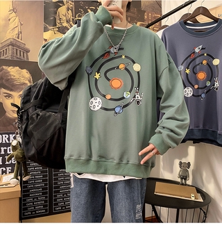 Áo Thun Tay Dài Cổ Tròn Dáng Rộng Phong Cách Hàn Quốc