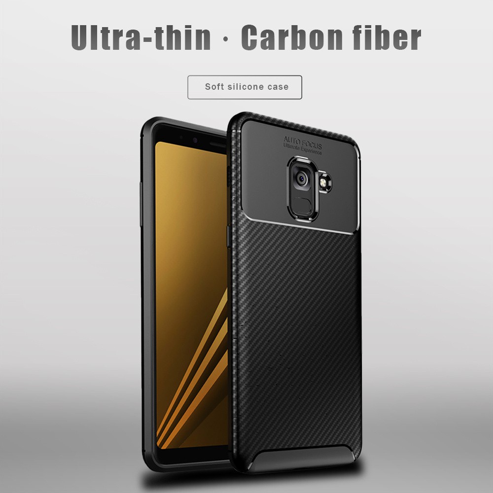 Ốp điện thoại UFlaxe bằng silicon mềm sợi carbon chống va đập thời trang cho Samsung A7 A8 Plus 2018 Galaxy A10e A20e