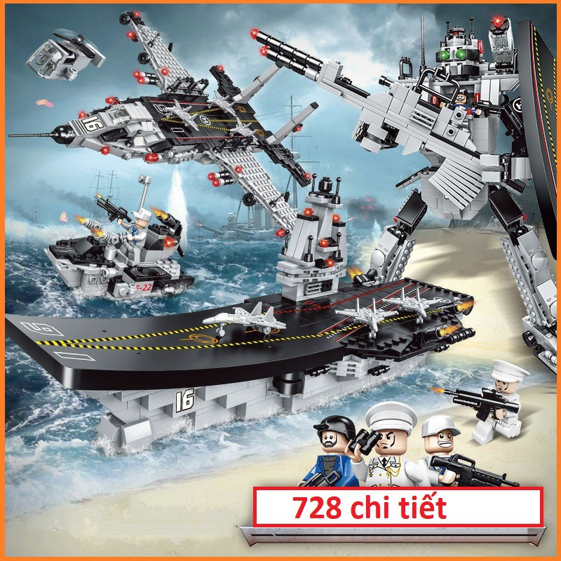 Bộ Lego lắp ráp xếp hình BIỆT ĐỘI TÀU SÂN BAY, TÀU BAY, ROBOT giúp bé kích thích SÁNG TẠO