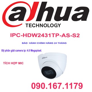 Camera ip dome hồng ngoại 4.0 megapixel dahua ipc-hdw2431tp-as-s2