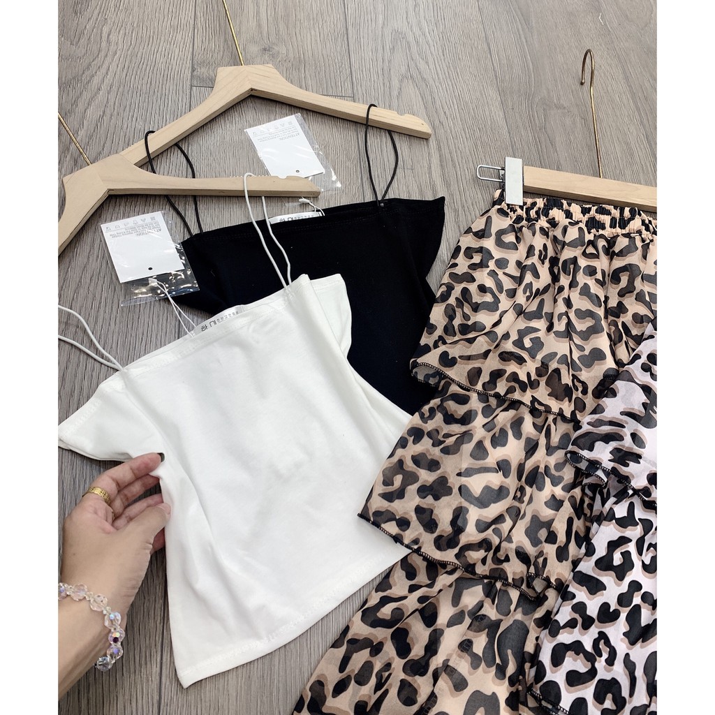 Sét Chân Váy Da báo  Kèm Áo Hai Dây Siêu Xinh | BigBuy360 - bigbuy360.vn