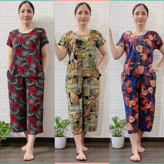 Bộ lanh Anh Thư trung niên cho mẹ - Bộ mặc nhà trung niên lanh ống sớ lửng cho người già người lớn tuổi ( mã LA)