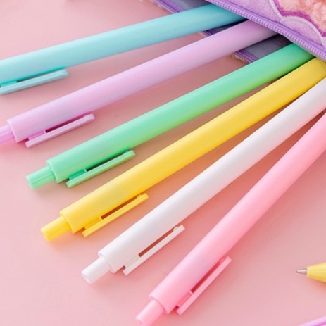 Bút bi bấm mực màu đen Pennie hình dáng xinh xắn vỏ pastel ngòi 0.5mm