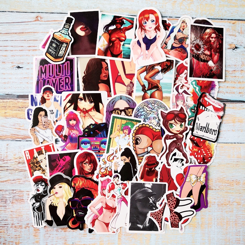 ❉ Sexy Cool Girl Series 01 Modern Beauty Lady Stickers ❉ 50Pcs/Set DIY Fashion Waterproof Mixed Luggage Laptop Skateboard Doodle Decals Stickers