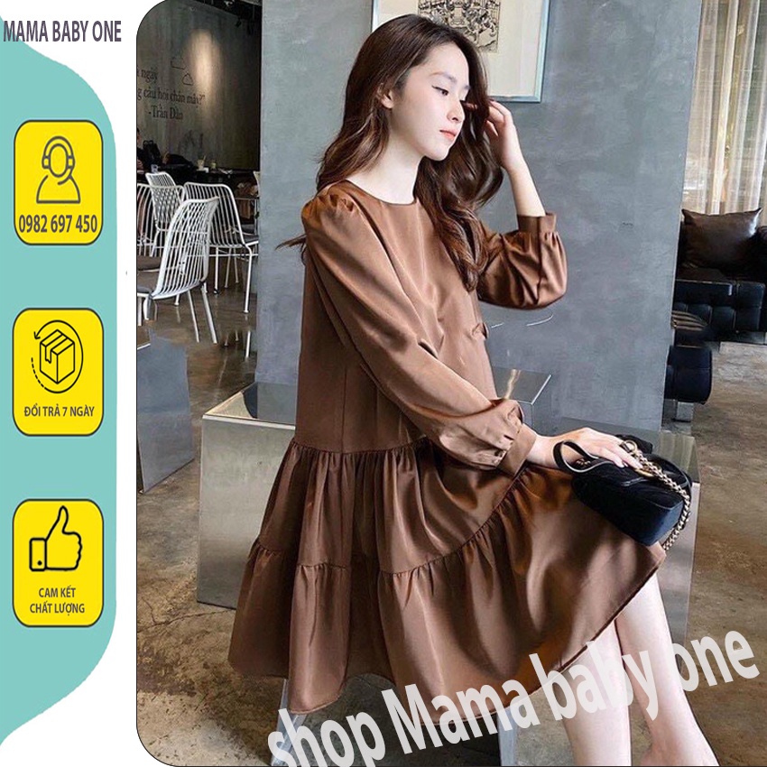 VÁY BẦU CÔNG SỞ - ĐẦM BẦU THIẾT KẾ DÁNG BABY DOLL DÀI TAY NHẸ NHÀNG XIN XẮN, CHO MẸ......