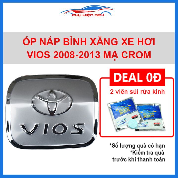 Ốp nắp bình xăng Vios 2008-2009-2010-2011-2012-2013 mạ crom chống trầy trang trí ô tô