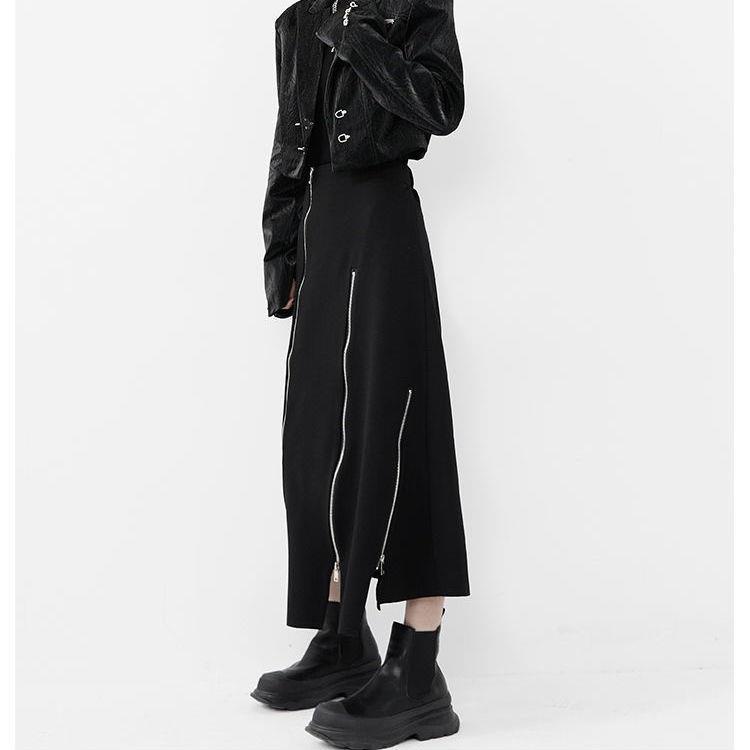 Chân Váy Đen Dáng Chữ a Lưng Cao Xẻ Tà Thời Trang Cho Nữ Có Size Lớn