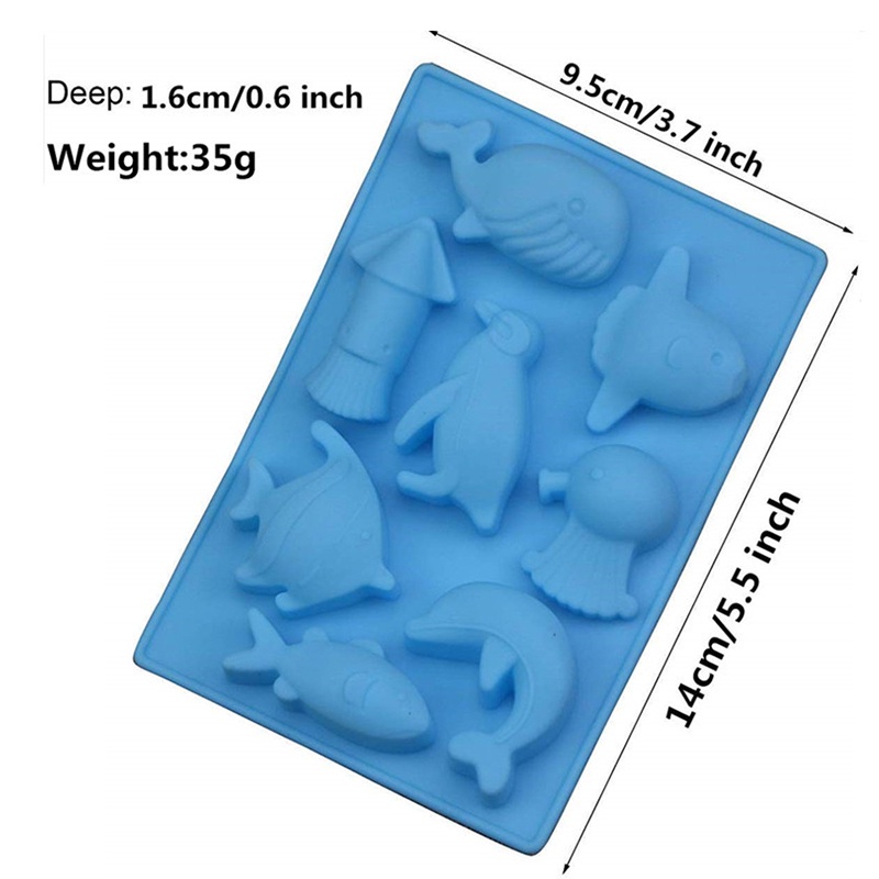 Khuôn silicone làm bánh sô cô la hình cá voi/ sao biển 8 lỗ
