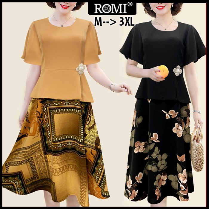 ROMI - ĐẦM DÁNG DÀI TUỔI TRUNG NIÊN KIỂU ĐẦM DỰ TIỆC TRUNG NIÊN DÁNG XÒE CAO CẤP ĐÍNH HOA EO ROMI 3330 3328