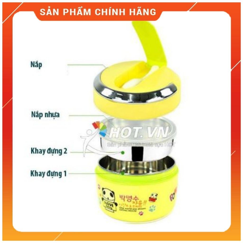 Cặp lồng cơm giữ nhiệt QQ 4 cỡ Hàn - Cà mên giữ nhiệt 2 ngăn inox Hàn Quốc [ TẶNG KÈM 1 THÌA và 1 Dĩa inox /1 CẶP LỒNG ]