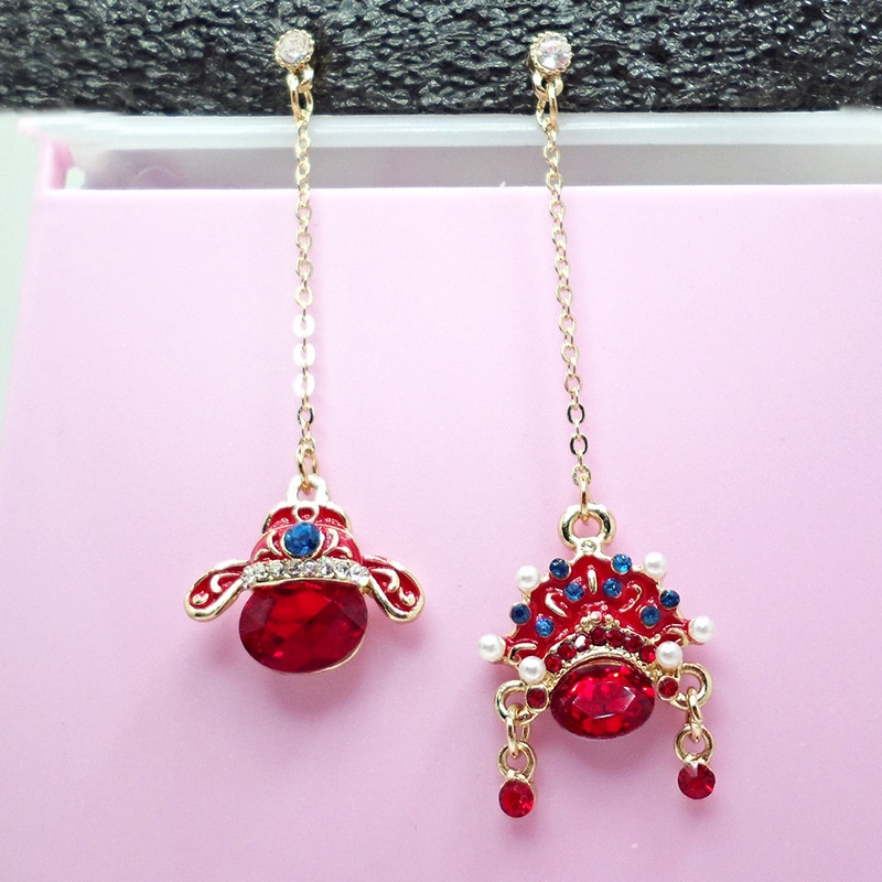 Khuyên Tai Tua Rua Màu Sắc Đỏ Phong Cách Trung Hoa Cổ Điển