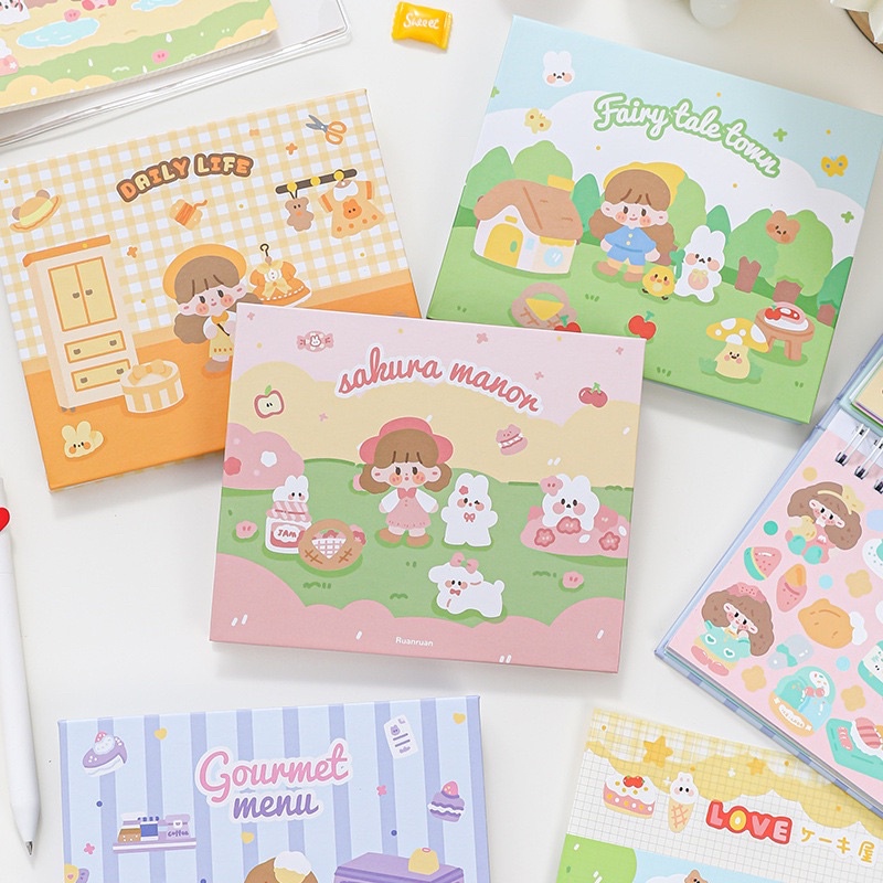 Sticker cute/Sổ sticker hình dán 27 trang dễ thương trang trí sổ planner bullet journal Hàn Quốc Tẻn Tẻn