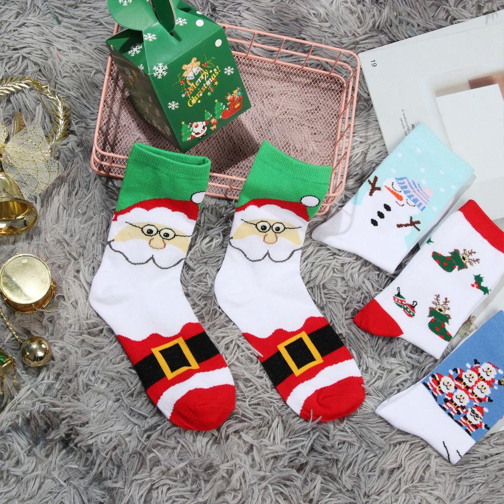 UPSTOPVN Vớ Cotton Giữ Ấm Họa Tiết Giáng Sinh Năm Mới Dễ Thương