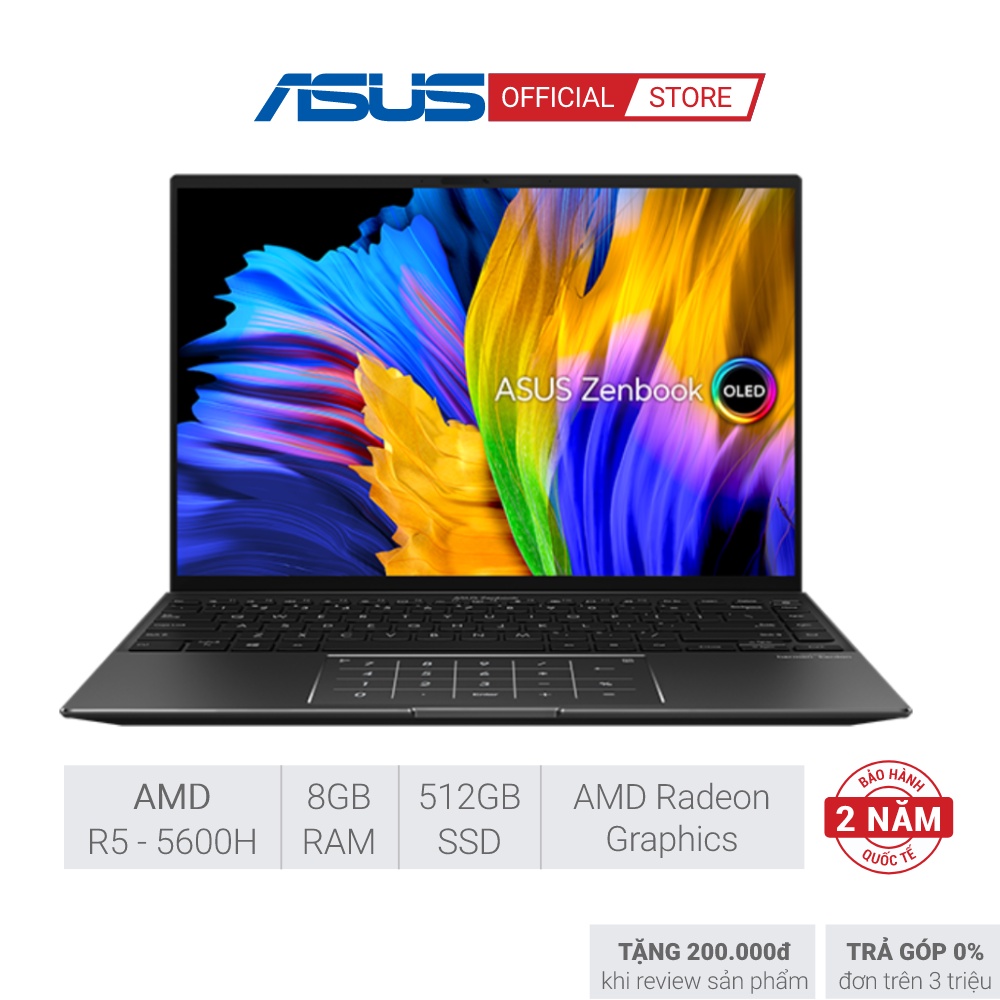 Laptop Asus Zenbook 14X UM5401QA-KN053W R5-5600H|8G|512G|14'' 2.8K OLED Cảm ứng + Túi
