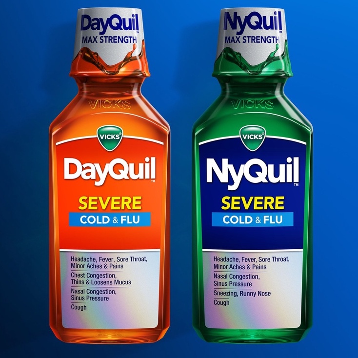 [DATE 5/2023] Siro Vicks DayQuil &amp; NyQuil Cold &amp; Flu Severe 236ML