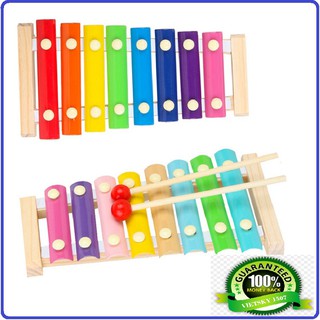 [0-3 tuổi ] Đồ chơi nhạc cụ Đàn gõ 8 thanh bằng gỗ-Bộ đàn phiến gõ 8 phím bằng gỗ cho bé làm quen với âm thanh