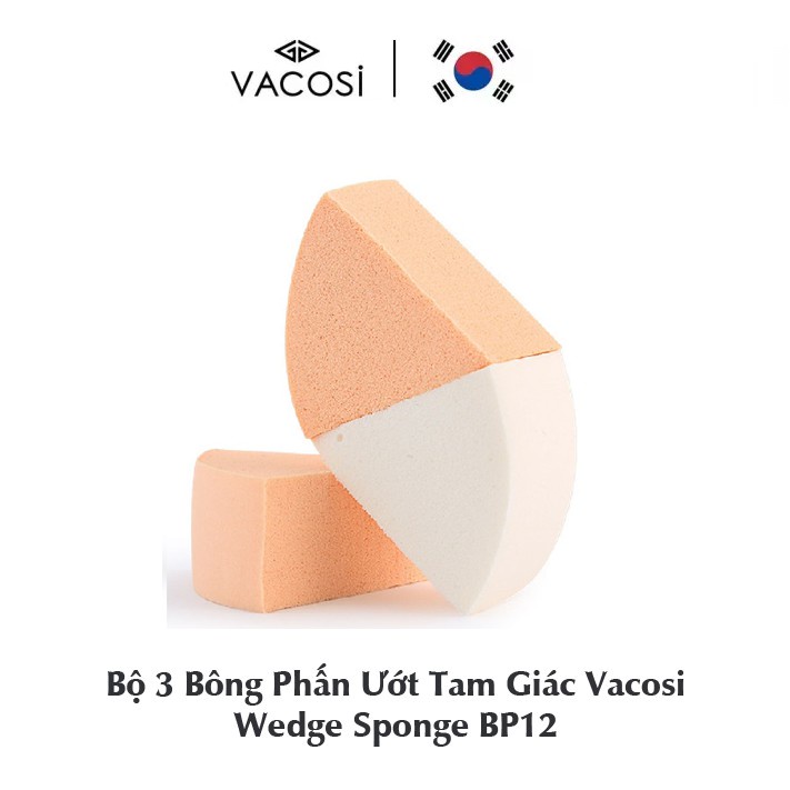 BÔNG PHẤN ƯỚT TAM GIÁC VACOSI WEDGE SPONGE BP12 - (BỊCH 3 CÁI)