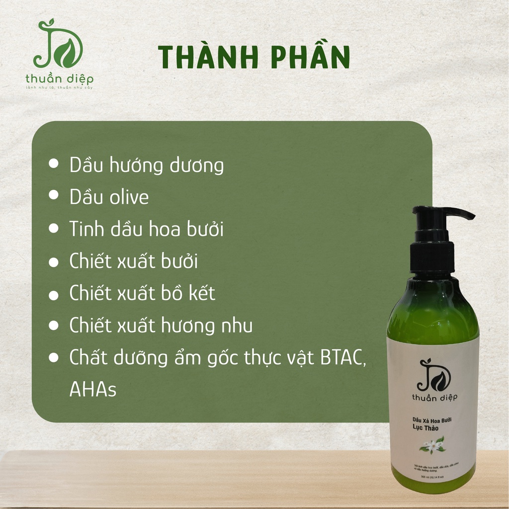 Dầu xả Hoa Bưởi Lục Thảo 300ml cho tóc uốn nhuộm, suôn mượt, bảo vệ màu tóc nhuộm Thuần Diệp