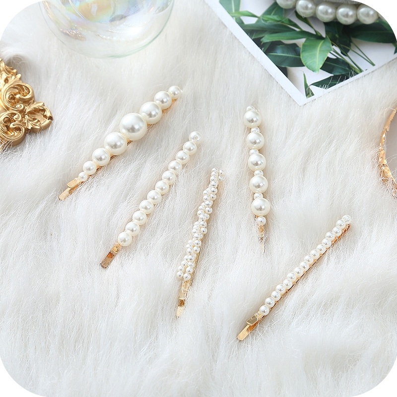 Kẹp Tóc Kim Loại Trang Trí Ngọc Trai Thời Trang Phong Cách Hàn Quốc