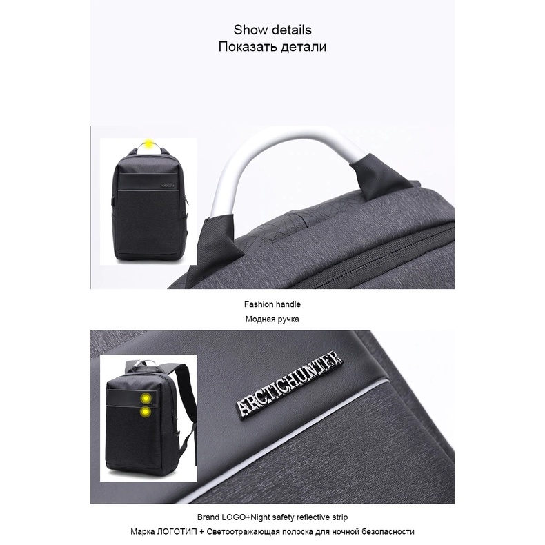 Balo laptop thời trang cao cấp ARCTIC HUNTER B00218 chống thấm nước, kiểu dáng sang trọng, cổng sạc USB - Tay xách nhôm