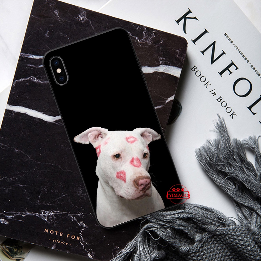 iPhone XS Max XR X 11 Pro 7 8 6 6S Plus Lovely Pet Dog Pitbull Novelty Fundas Soft Case