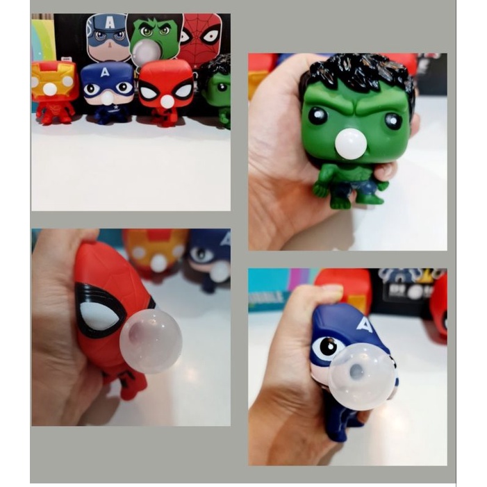 BỘ 4 SIÊU ANH HÙNG  DẠNG MOCHI THÚ THỔI BONG BÓNG, THÚ BÓP GIẢM STRESS