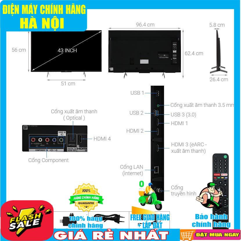 Tivi SONY 43 inch Smart 4K màu đen KD-43X8500H