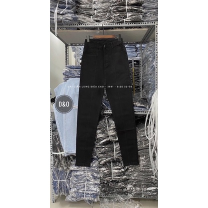 [Bigsize 32-36]Quần Skinny Jean Trơn Chíp Thân Lưng Siêu Cao Ôm Gọn Bụng - Co Giãn