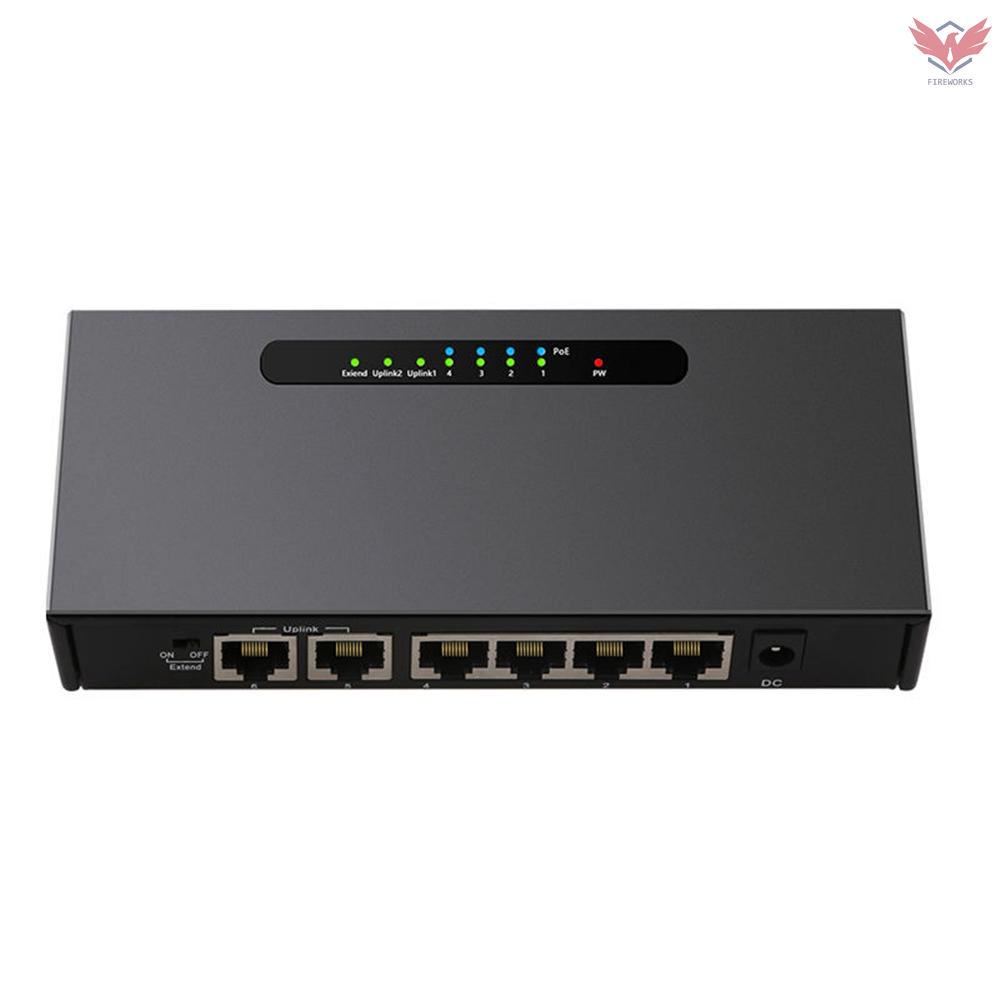 Công Tắc Fir 6 Cổng Poe 4 + 2 100m Với 4 Cổng Ethernet 2 Uplink Cho Camera Không Dây