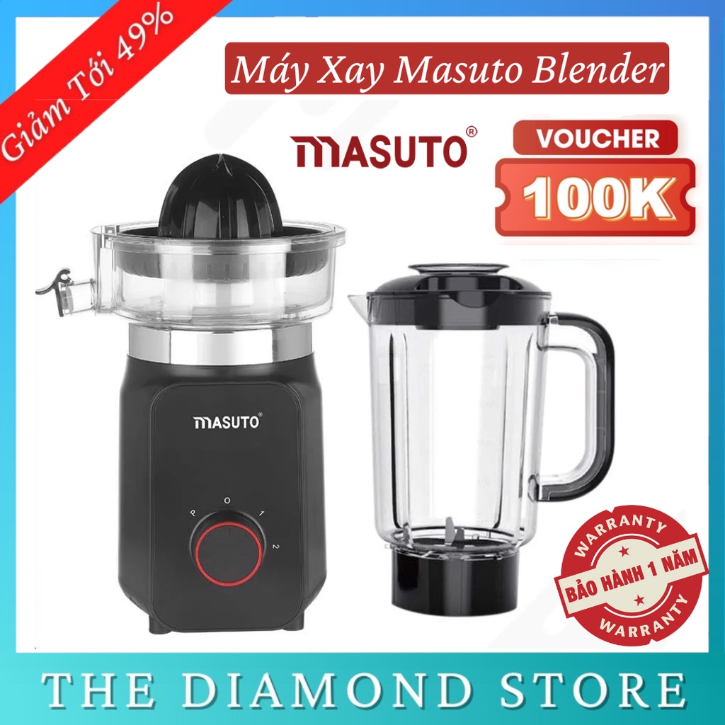 Máy Xay Đa Năng Masuto Blender 2 Trong 1 Xay Thực Phẩm 1,25L Ép Cam 0,2L - Bảo Hành 12 Tháng
