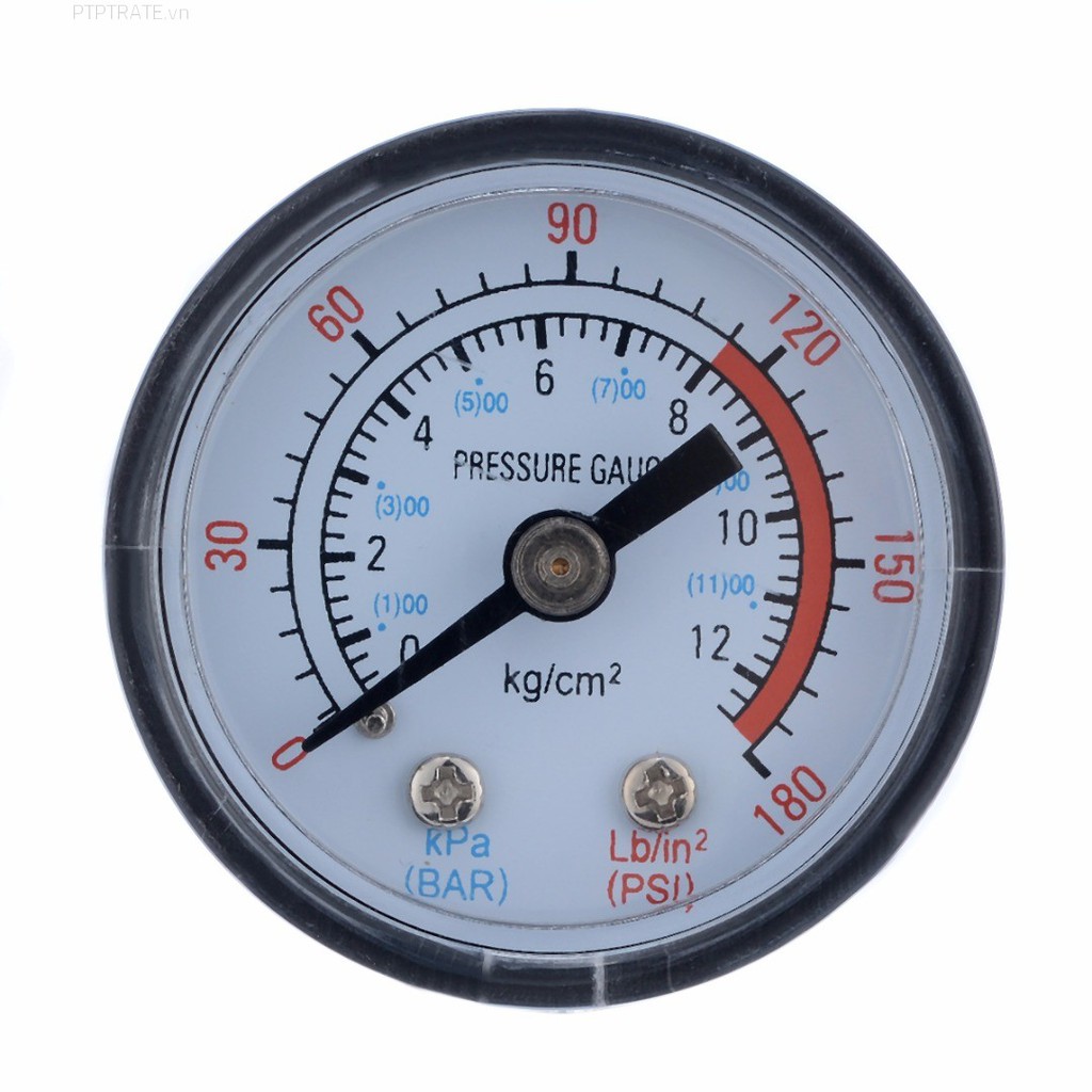 Đồng hồ đo áp suất thủy lực khí nén ptptrate 0-180psi 0-12bar 1 / 8 "