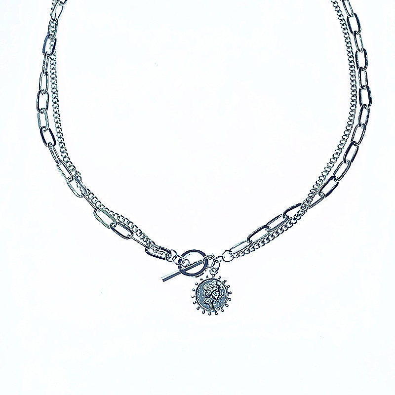 Dây Chuyền Hai Lớp 19802 Người Phong Cách Hip Hop Đường Phố