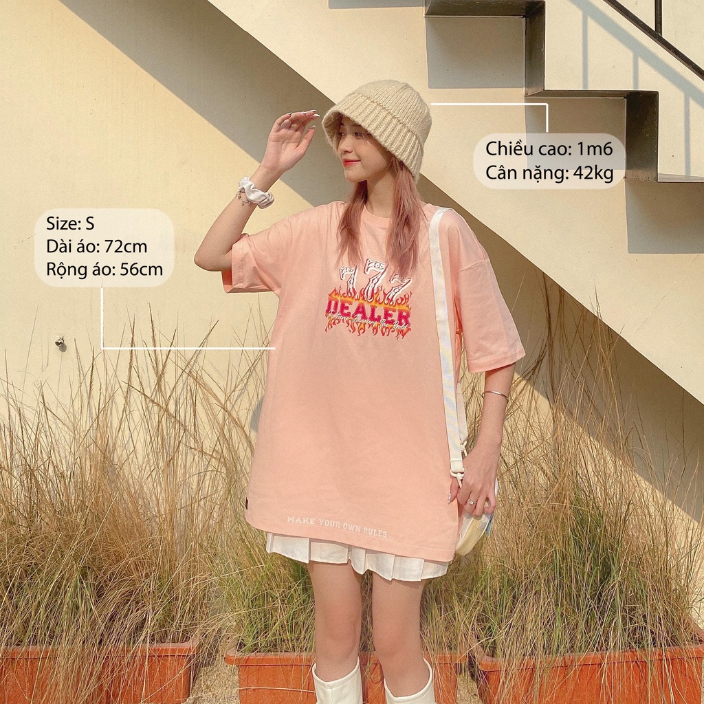 Áo Thun Tay Lỡ REMAKER Bingo Tee Oversize Unisex - Hồng - Local Brand Chính Hãng