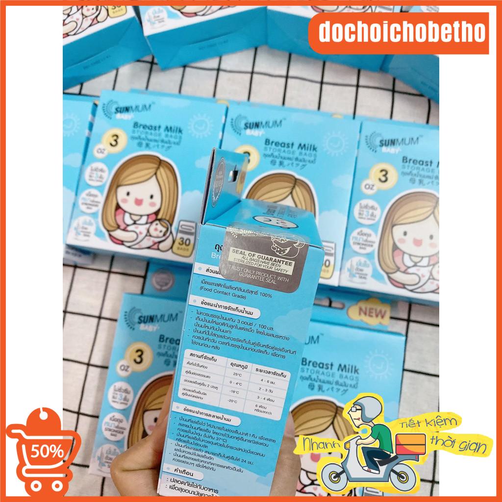Túi trữ sữa Sunmum chính hãng Thái Lan an toàn tiện lợi với dung tích 100ml có tem niêm phong0