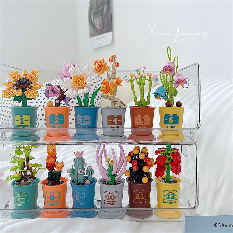 Succulent Building Blocks Potted Immortality Bouquet Coffee Cup Brick Toy For Child Children Girls Mini Art DIY Gift