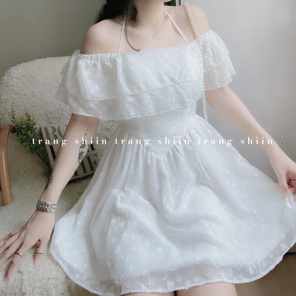 SET ÁO TAI BÈO TẦNG +  CHÂN VÁY XÒE TRẮNG