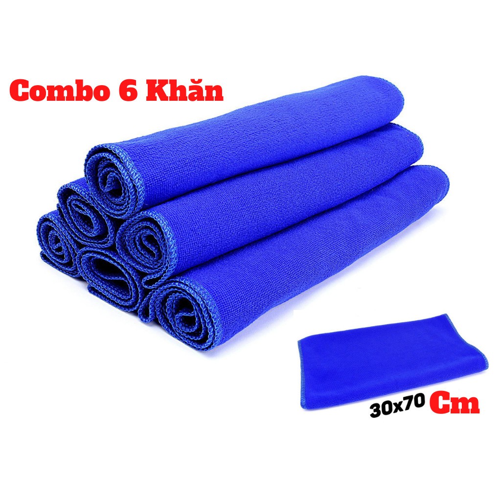 Combo 6 Khăn Lau Đa Năng 30x70cm , Lau Xe, Lau Bếp, Lau Đồ Dùng Gia Đình